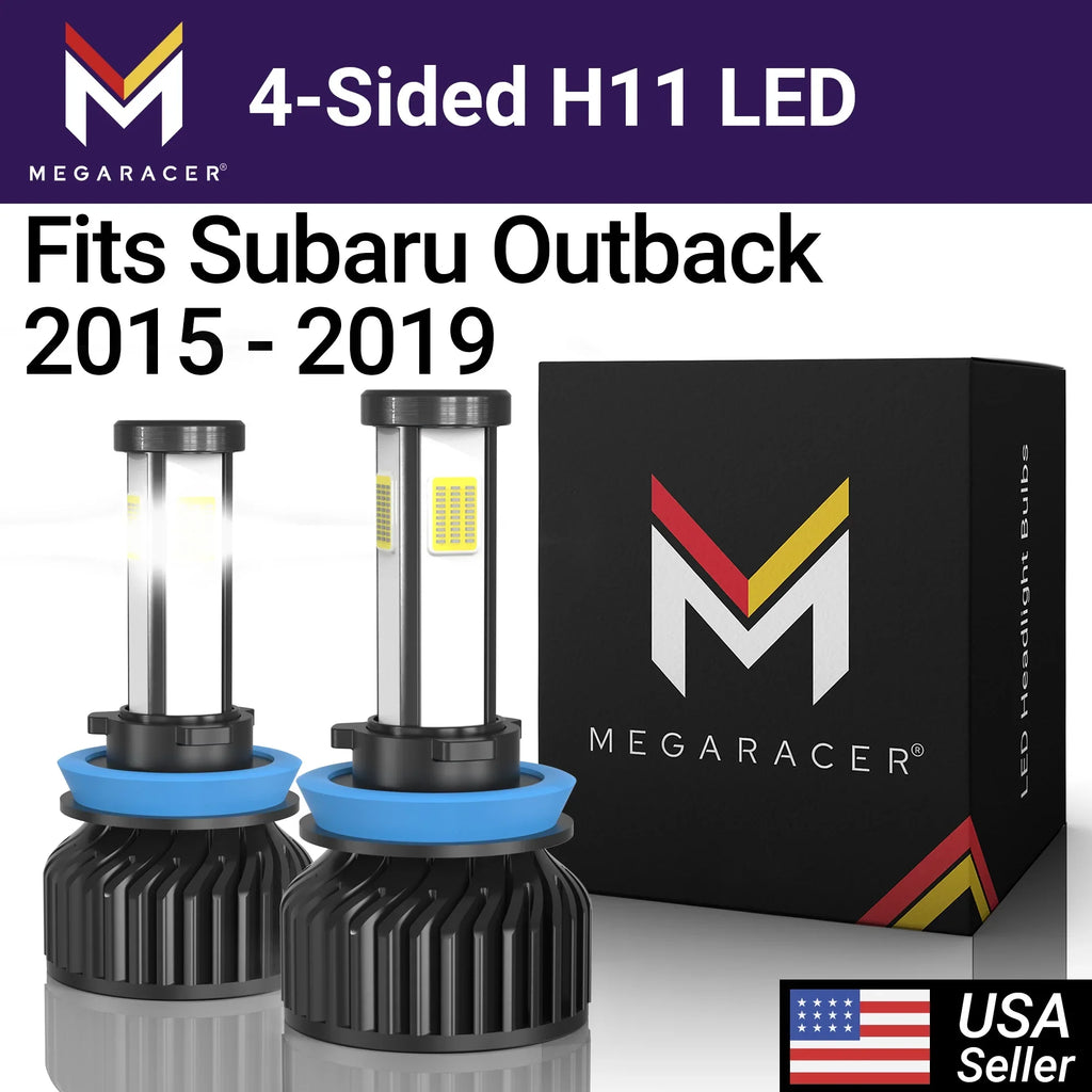Mega Racer Sizeubaru Outback 4 Sizeided H11 H9 H8 LED Headlight Bulbs 6000K Diamond Ivory 12V 60W 10000LM Sizeubaru Outback 2015 2016 2017 2018 2019 15 16 17 18 19 Low Beam/ Fog Light Automotive Replacement