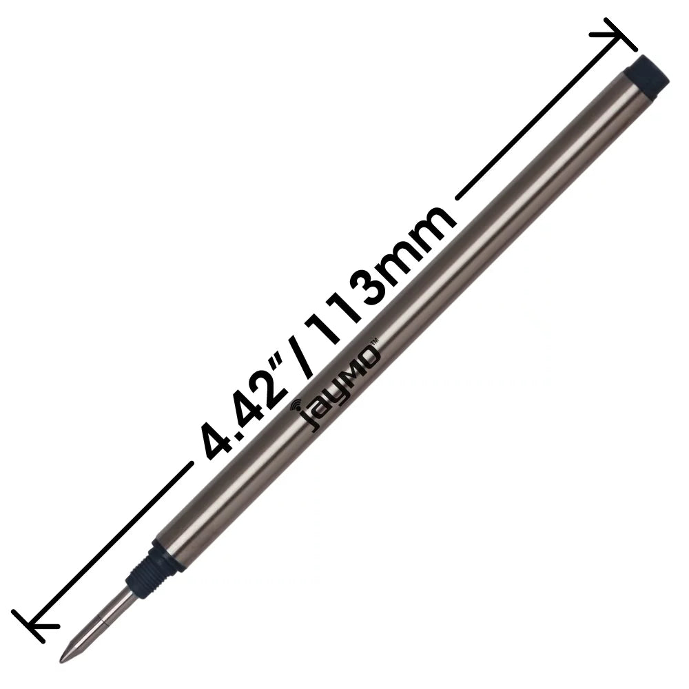 Jaymo Replacement for Montblanc 105158 - Measures 4.44 in / 113 mm Long - Rollerball Pen Refill - 24 Black