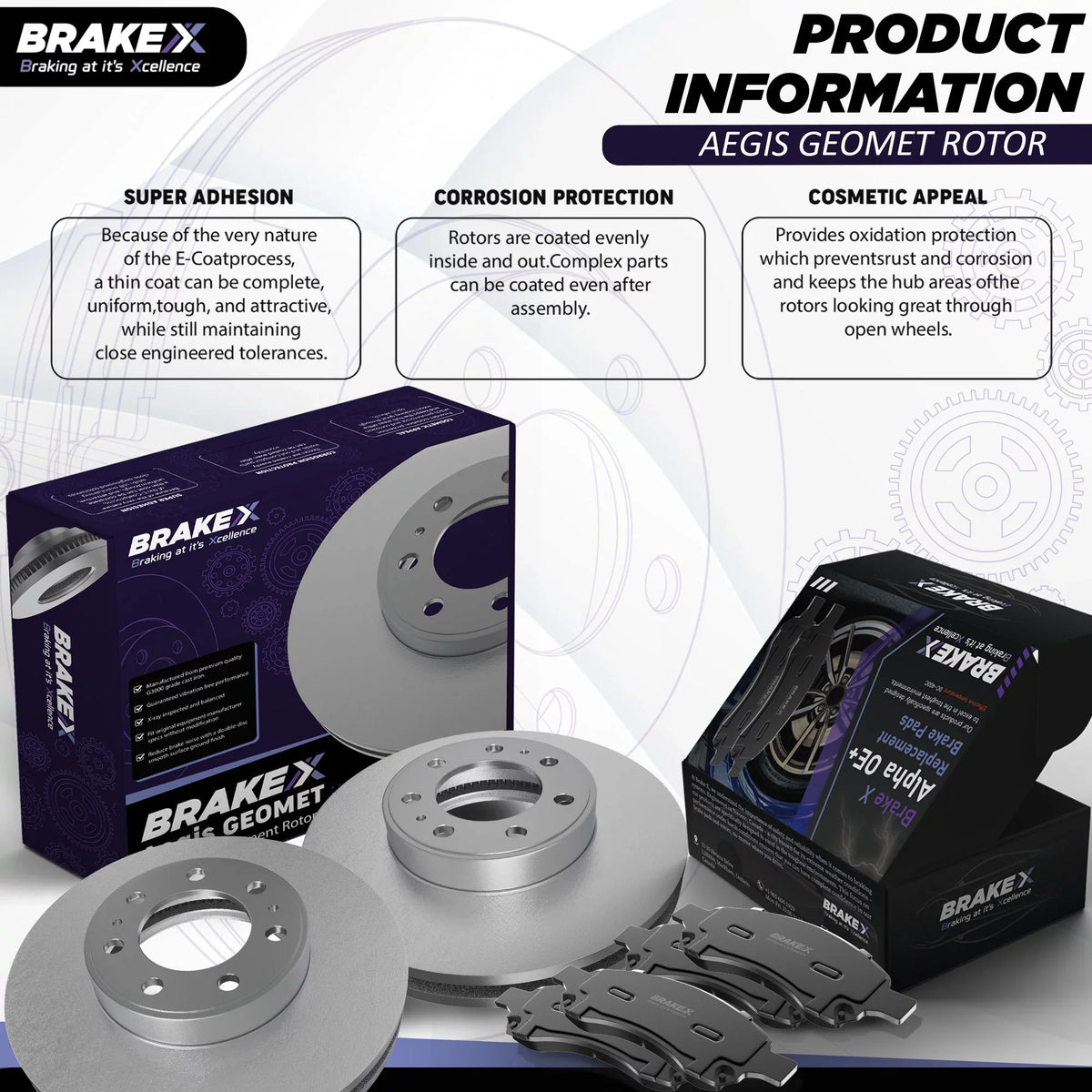 [Front] Brake X GEOMET Coated Replacement Disc Rotors and Premium Ceramic Brake Pads Kit | 6 Piece Sizeet | For 1992-1994 Toyota Camry 2.2