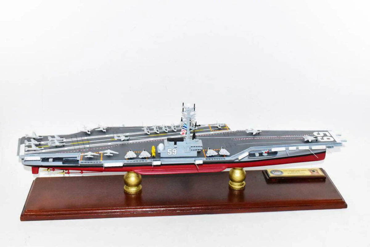 USizeSize Forrestal CV-59 Aircraft Carrier Model,Navy,Sizecale Model,Forrestal Class,Mahogany