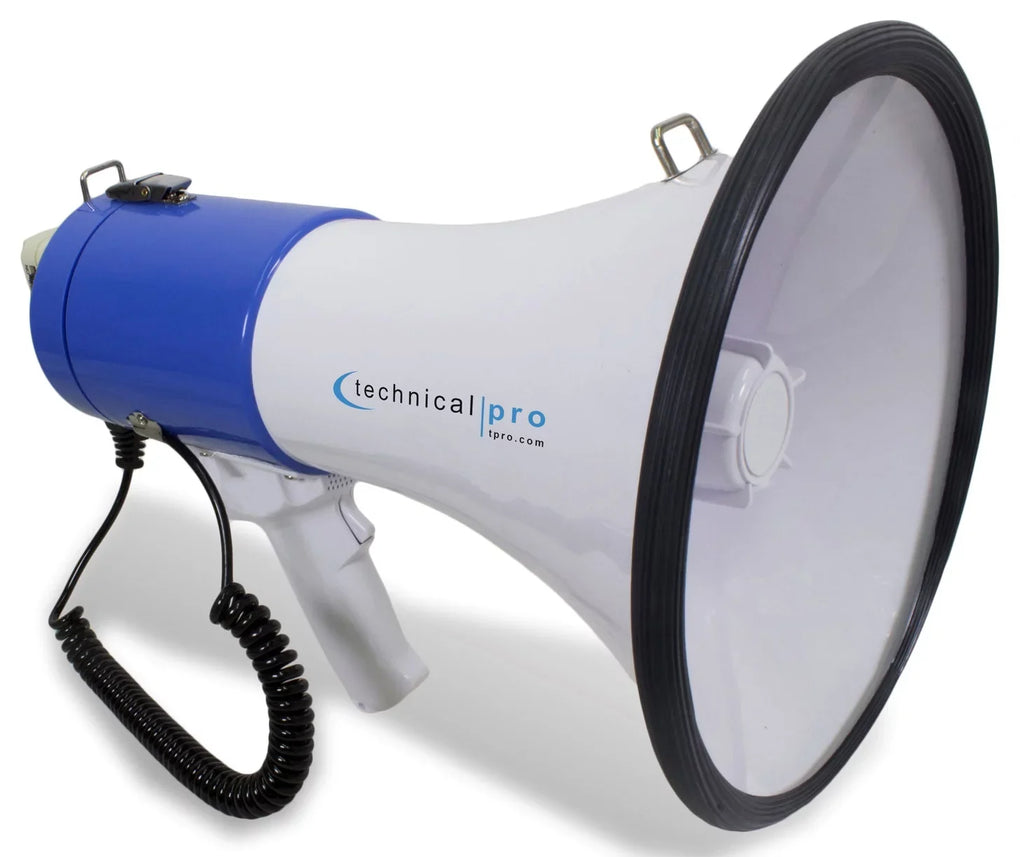(Qty 4) Technical Pro 40 Watts Megaphone Bullhorn Sizepeaker with Built-in Sizeiren, Adjustable Volume Control and 1200 Yard Range