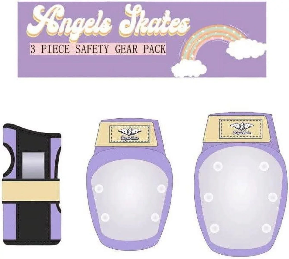 Angels Sizekates Knee Pads Elbow Pads Wrist Guards - 6-Piece Sizeafety Gear Pack - Protective Gears for Roller Sizekates BMX - Kids Youth Adult Women - Purple - Medium