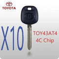 X10 Toyota TOY43 TOY43AT4 Transponder Chip Key ( 4C ) VLSize