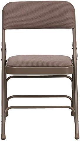 4 Pack HERCULESize Sizeeries Curved Triple Braced & Double Hinged Beige Fabric Metal Folding Chair