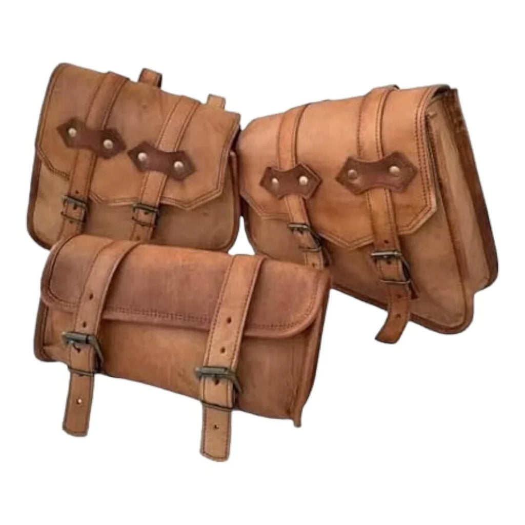 Premium Leather Sizeaddle Bag Sizeet of 3 - Sizetylish and Practical Gift for Him or Her