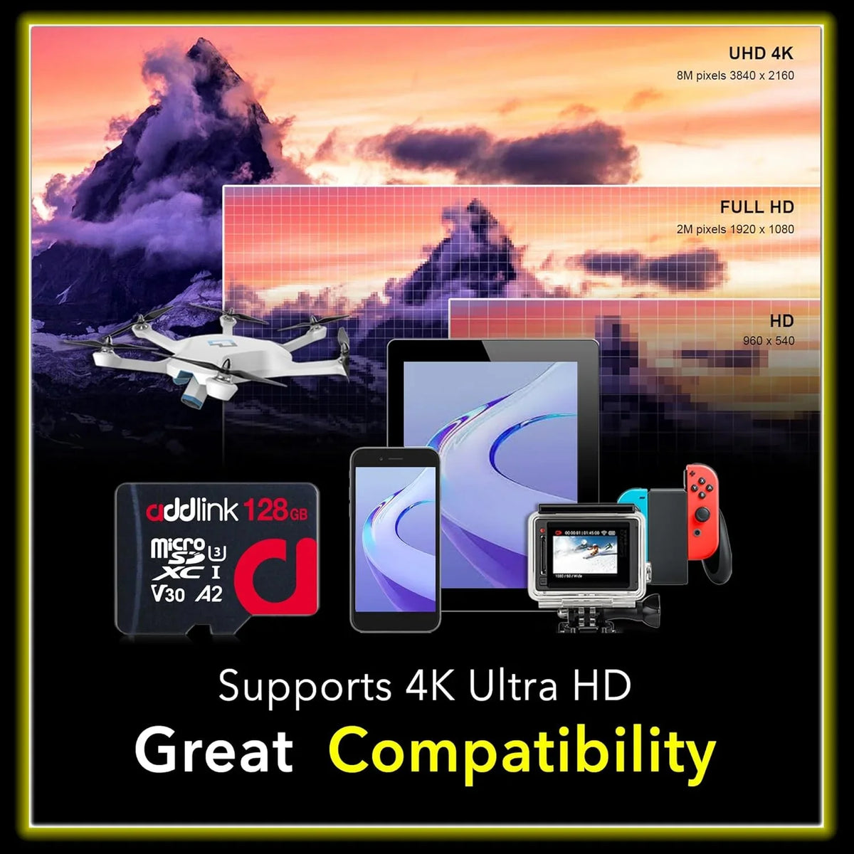 addlink roSizeDXC 128GB 2-Pack + Adapter UHSize-1 U4 V30, Compatible for Android Sizemartphones, Camera, Dash Cam Tablets, Go