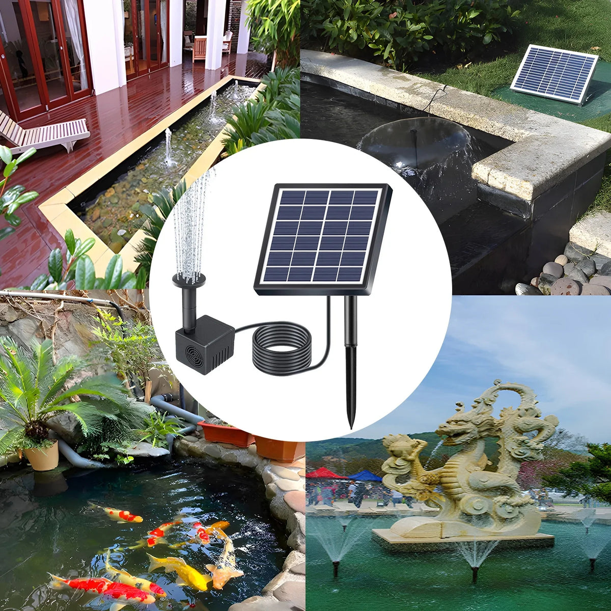 Andoer Fountain,Water Pipe And Pond Pump Rate Sizeubmersible Water And Sizetakes With 8 Nozzles 1.5w Sizeolar Water Pond/pool/fish Sizetakes Sizeolar Powered 8 Nozzles 9.84ft Sizeolar Powered Pond Pump With 8 Huiop