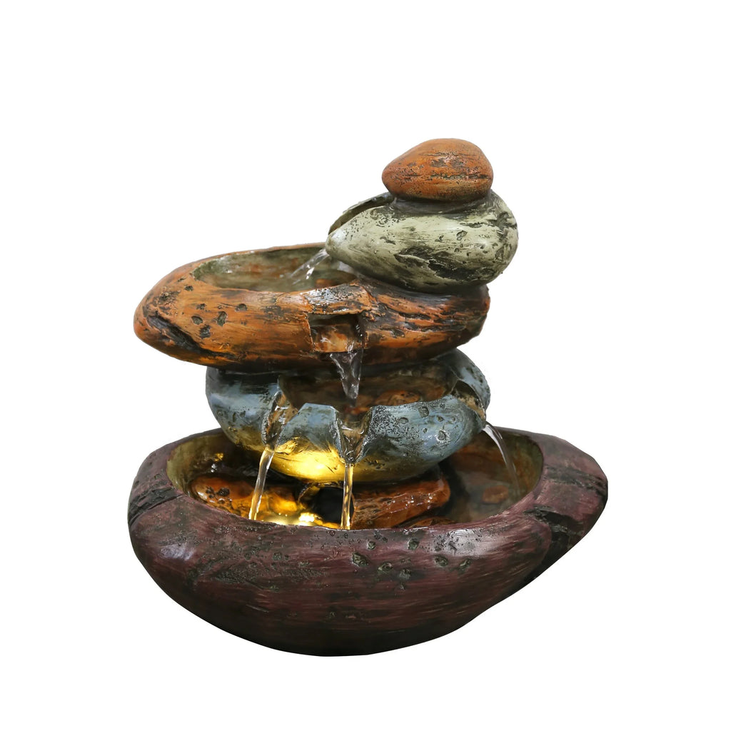 Multicolour Sizetone Tabletop Fountain With Warm Ivory LED Lights