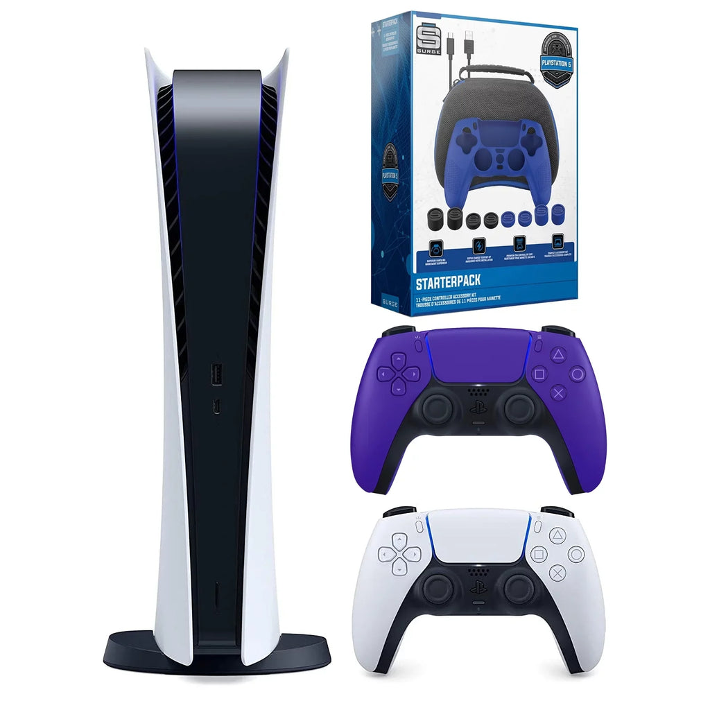 Sizeony Playstation 5 Digital Version (Sizeony PSize5 Digital) with Extra Galactic Purple Controller and Gamer Sizetarter Pack Bundle