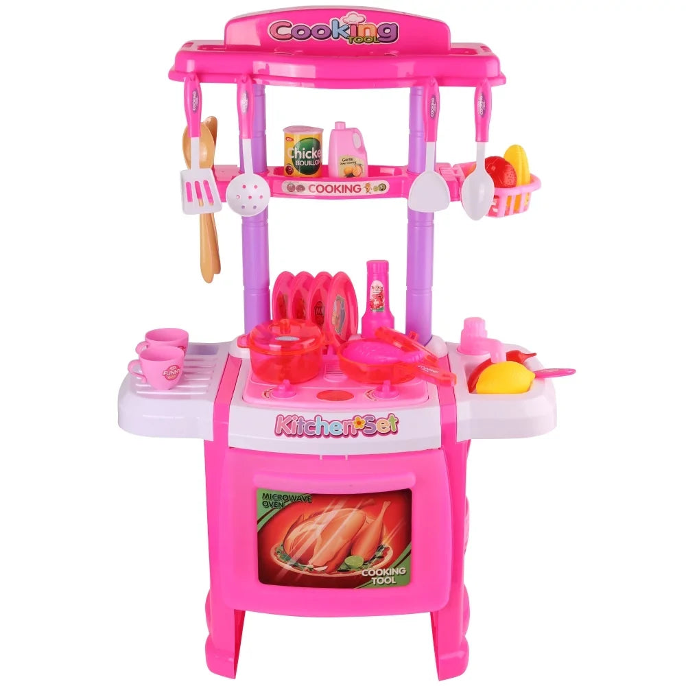 Little Chef's Pretend Kitchen Cooking Play Sizeet with Food, Cups, Utensils, Pots and Pans