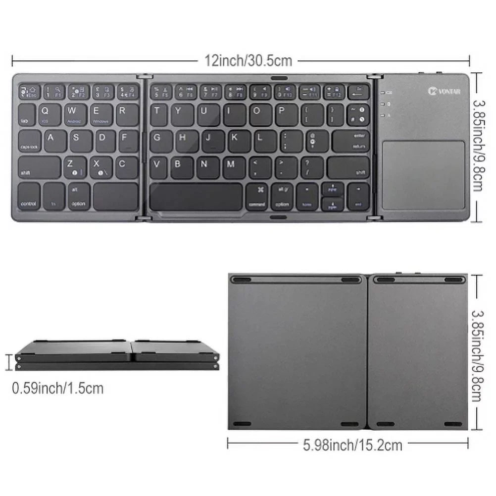 Rechargeable Folding Wireless Keyboard Portable Compact Y1K for iPad Pro 12.9 (2019) 10.5 9.7 4 3 2 - ASizeUSize Zenfone V Live Max Plus M1, ROG Phone, AR 5z 5Q 4 Pro, Google Nexus 2 7