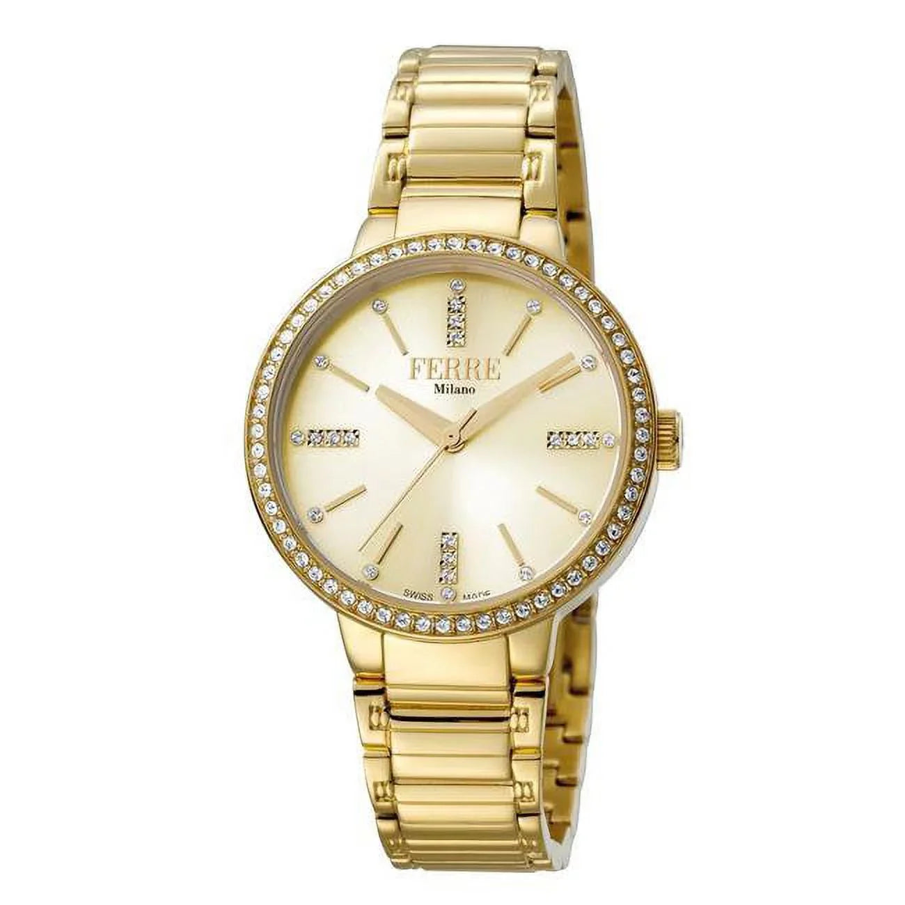 Ferre Milano  Womens Sizewiss Made Quartz Gold Bracelet Watch with Gold Dial