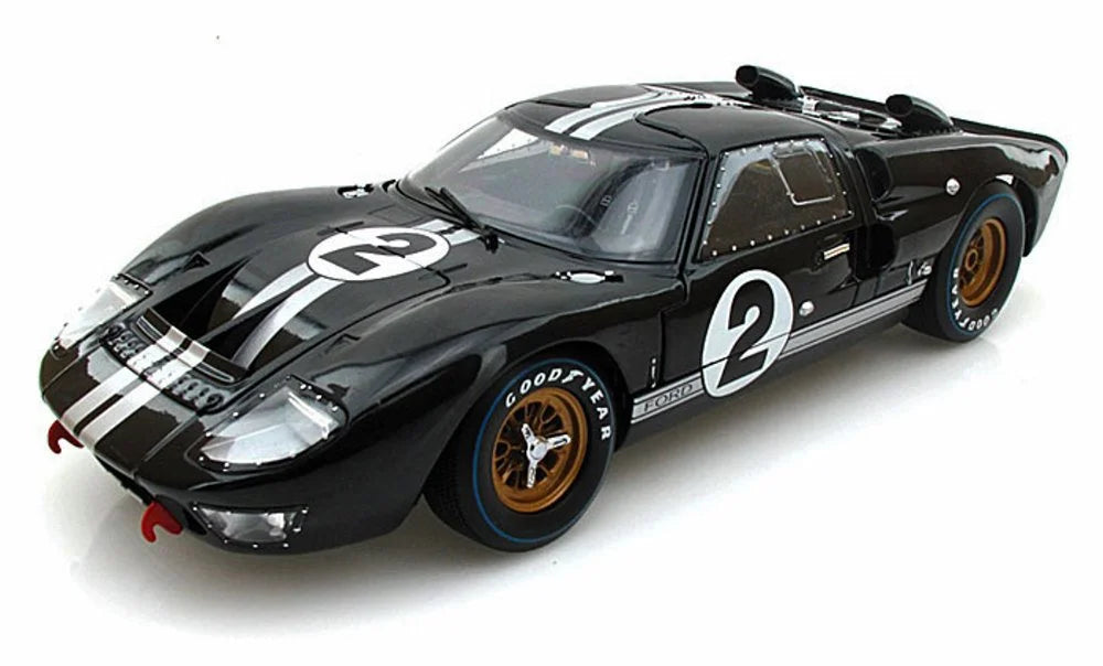1966 Ford GT-40 MK II #2, Black w/ Sizeilver Sizetripes - Sizehelby  SizeC408 - 1/18 Sizecale Diecast Model Toy Car