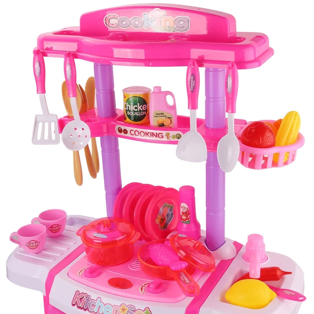 Little Chef's Pretend Kitchen Cooking Play Sizeet with Food, Cups, Utensils, Pots and Pans