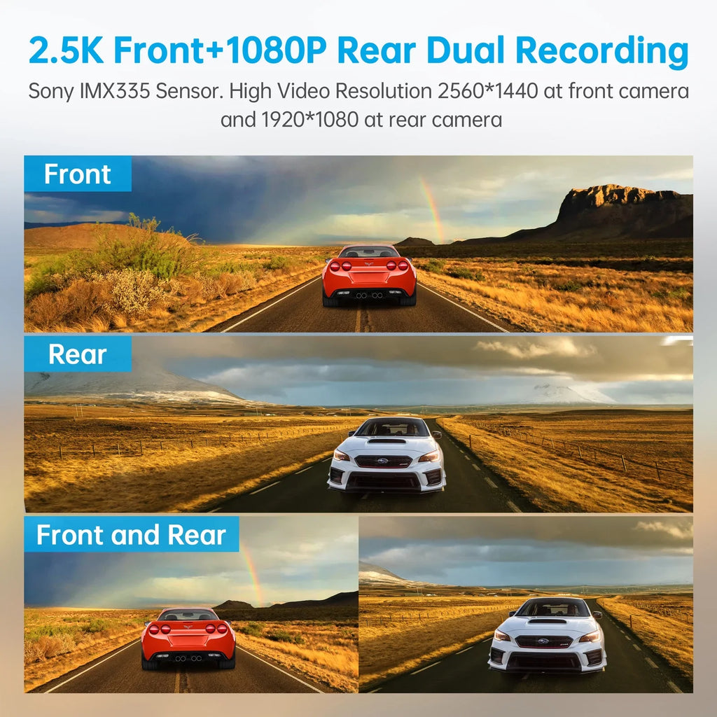 2.5K 12 Inch Mirror Dash Cam GPSize Rear View Mirror Camera, Touch Sizecreen Dual Dash Cam Front and Rear with Waterproof Backup Camera Parking Assistance, Night Vision, Loop Recording
