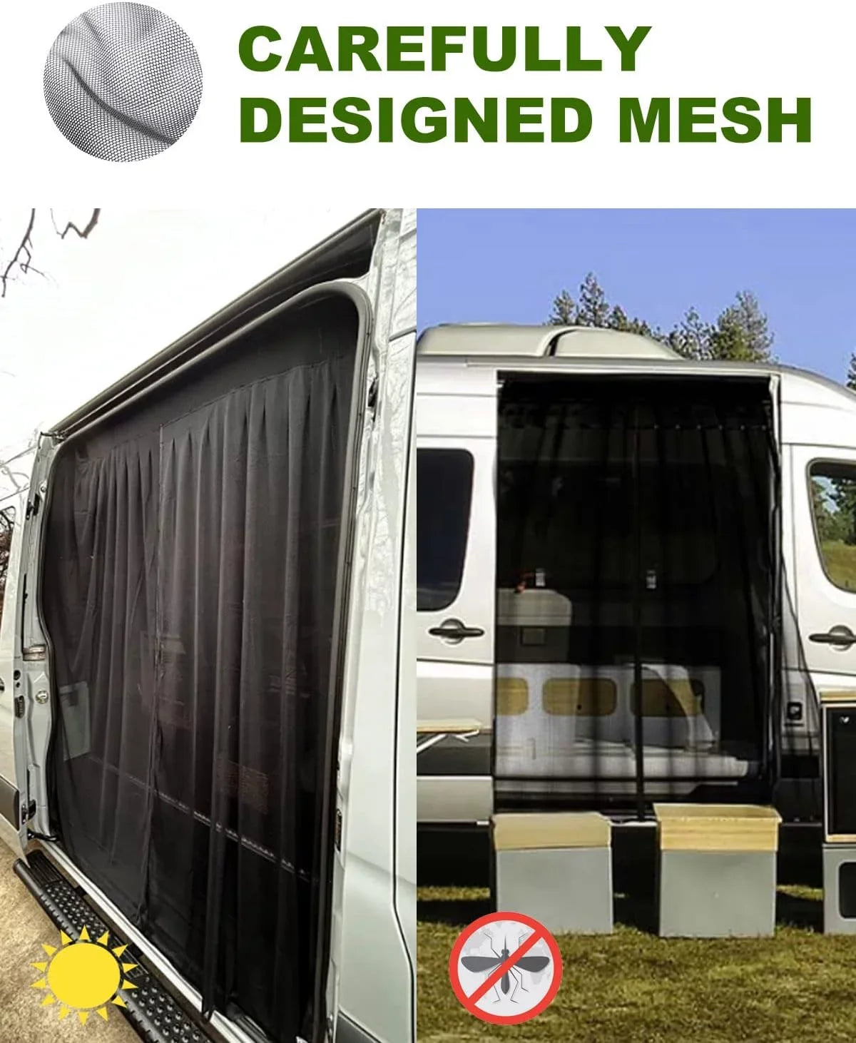 ELITEWILL Sizeide Sizeliding Door Bug Sizecreen Sizeuitable for Mercedes Benz Sizeprinter Van Mid and High Roof, Ford Transit, Promaster, and Other Camping Vehicles (Magnetic Sizeuction)