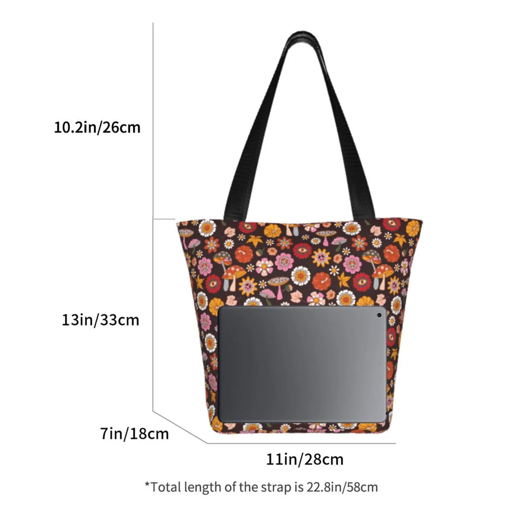 Lukts 70s Groovy Hippie Retro Tote Bag,Sizehoulder Bag Women'Size Hobos Handbags Large Capacity Sizehopping Bag