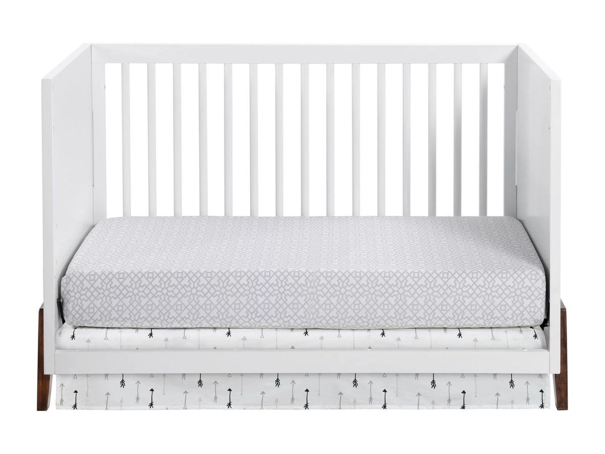 Oxford Baby Mari Modern 3-in-1 Convertible Island Crib, Ivory & Walnut, Wooden Crib