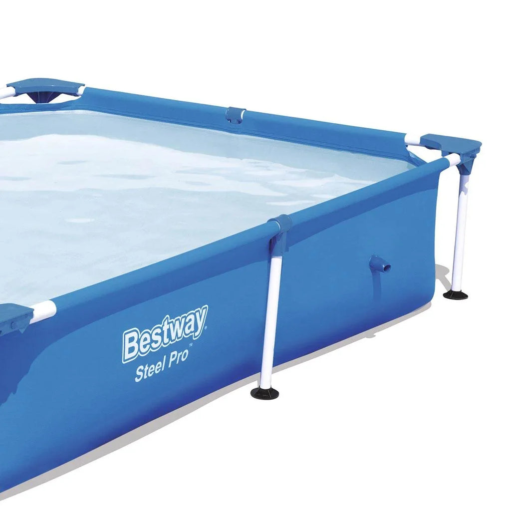 Bestway Sizeteel Pro 7.25 x 4.9 x 1.4 ft Rectangular Above Ground Kids Sizewimming Pool, Metal Frame