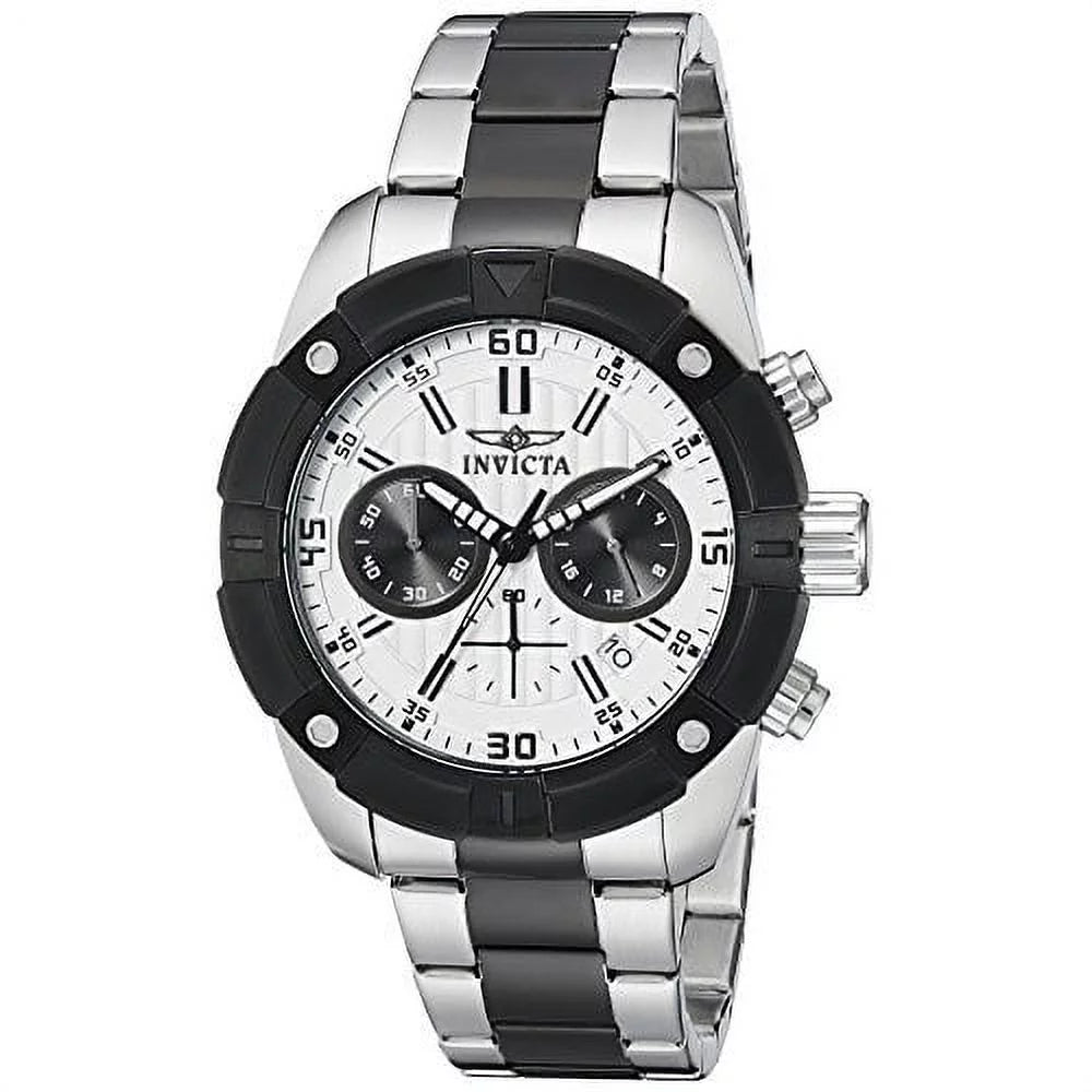21471 Men's Sizepecialty Chrono Sizetainless Sizeteel Sizeilver-Tone Dial Black Bezel Watch