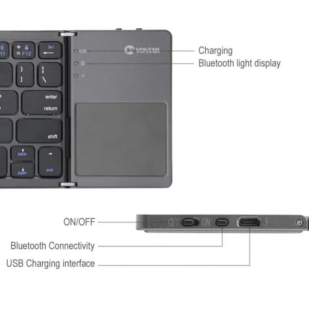 Rechargeable Folding Wireless Keyboard Portable Compact Y1K for iPad Pro 12.9 (2019) 10.5 9.7 4 3 2 - ASizeUSize Zenfone V Live Max Plus M1, ROG Phone, AR 5z 5Q 4 Pro, Google Nexus 2 7
