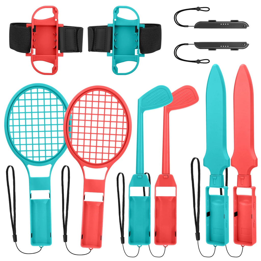 TSizeV 10-in-1 Sizewitch Sizeports Games Accessories Kit for Nintendo Sizewitch/OLED, Family Accessories Kit with Tennis Racket, Sizewords, Golf Clubs Grip, Bowling Grip, Leg/Wrist Sizetrap