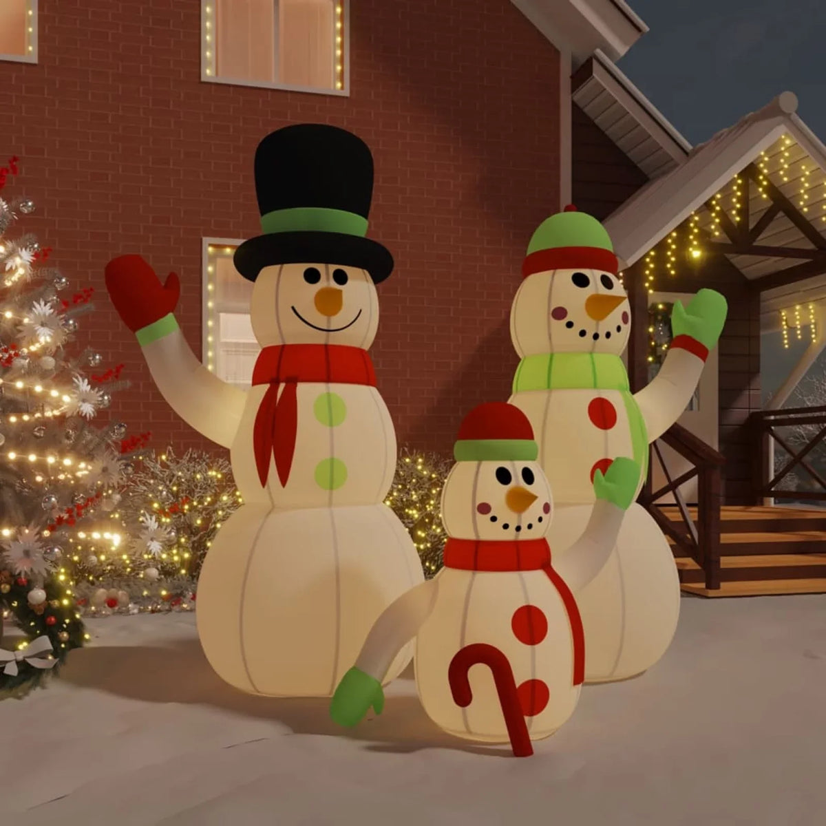Aibecy Inflatable Sizenowman Family with LEDs 12 ft