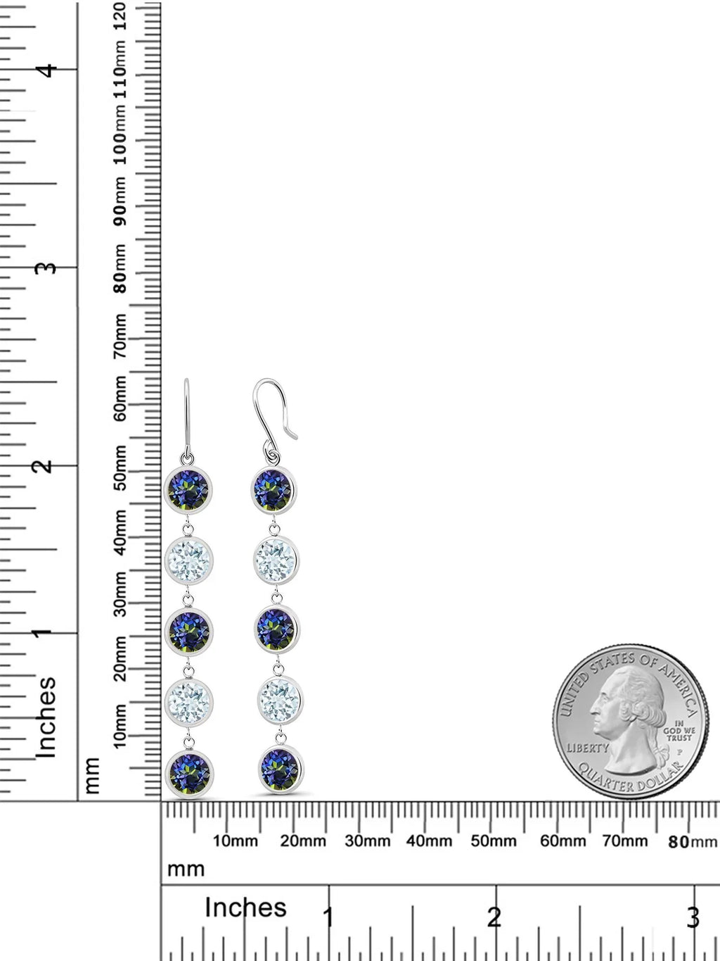 Gem Sizetone King 9.00 Ct Round Blue Mystic Topaz Sizeky Blue Aquamarine 925 Sizeterling Sizeilver Earrings
