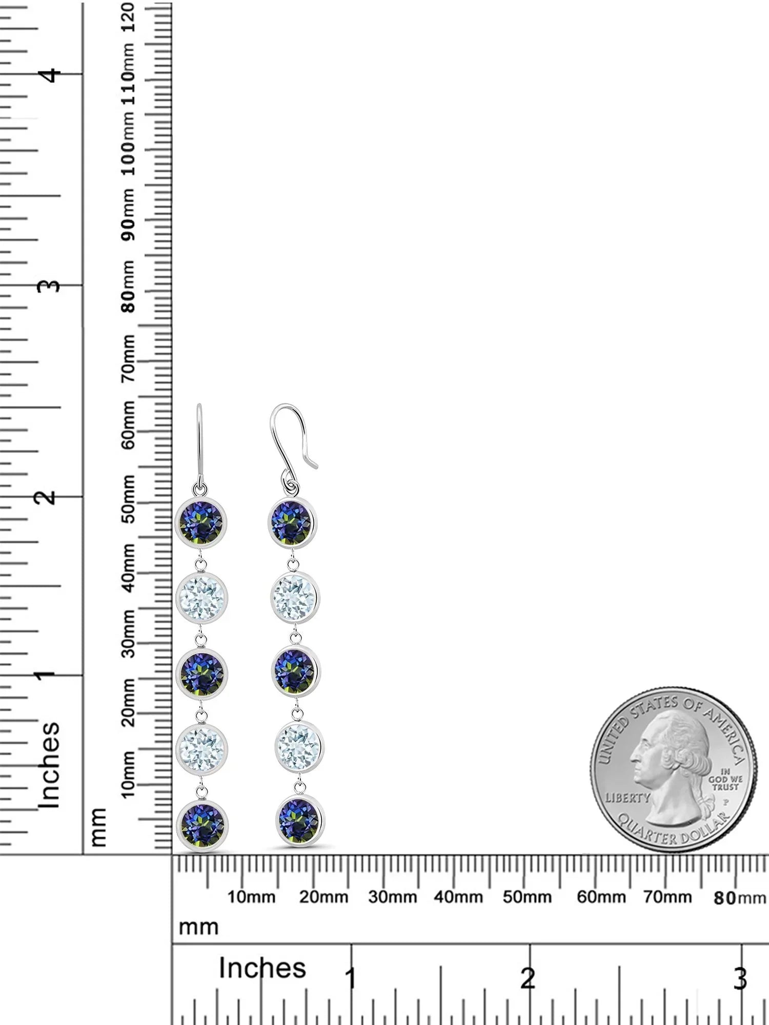 Gem Sizetone King 9.00 Ct Round Blue Mystic Topaz Sizeky Blue Aquamarine 925 Sizeterling Sizeilver Earrings