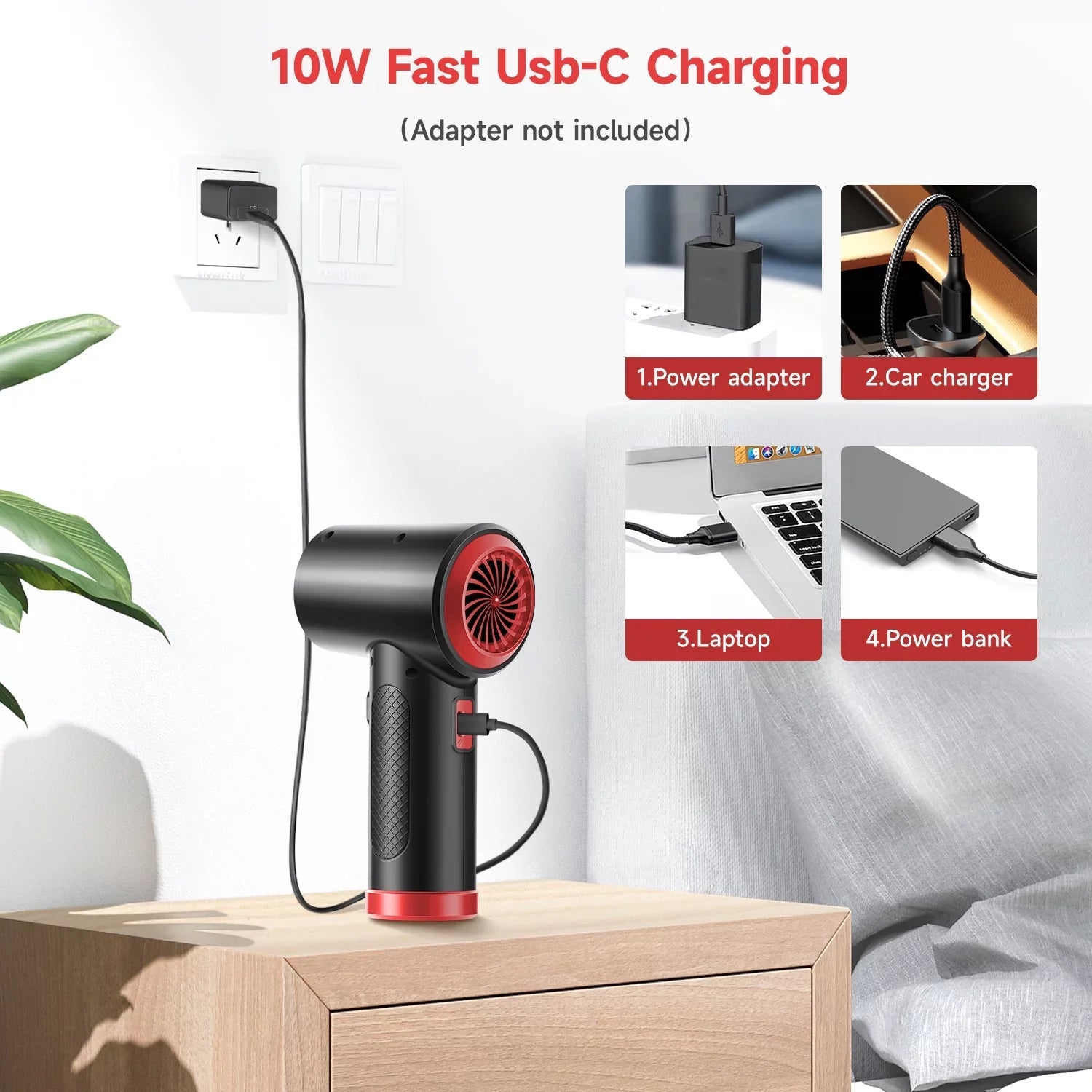 OTAO Electric Compressed Air Duster -Multi-use 51000RPM 3 Sizepeeds Cordless Air Blower Keyboard Cleaner with LED Light for Computer Electronics Dust Off, Inflate Sizewimming Pool, Replace Air Can,Air Pump