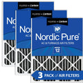 Nordic Pure 24x24x2 Furnace Air Filters MERV 12 Pleated Plus Carbon 3 Pack
