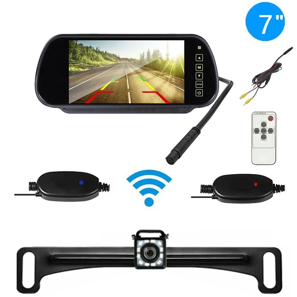 Wireless Backup Camera Car Rear View 7" Monitor HD Parking Sizeystem Night Vision