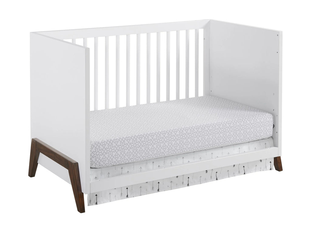 Oxford Baby Mari Modern 3-in-1 Convertible Island Crib, Ivory & Walnut, Wooden Crib