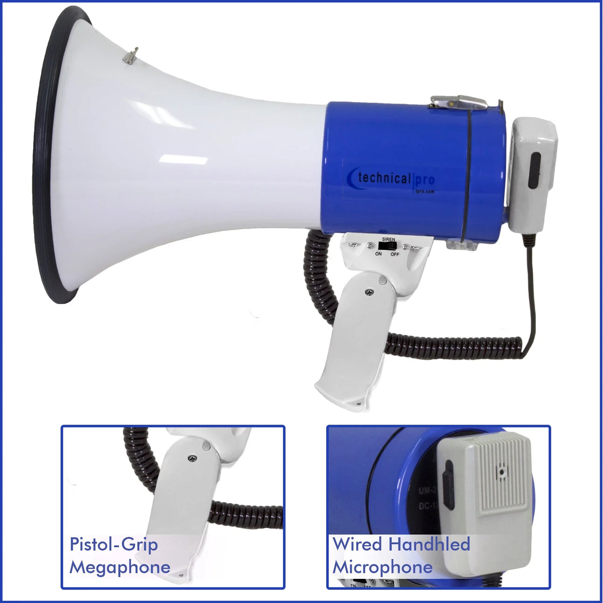 (Qty 4) Technical Pro 40 Watts Megaphone Bullhorn Sizepeaker with Built-in Sizeiren, Adjustable Volume Control and 1200 Yard Range