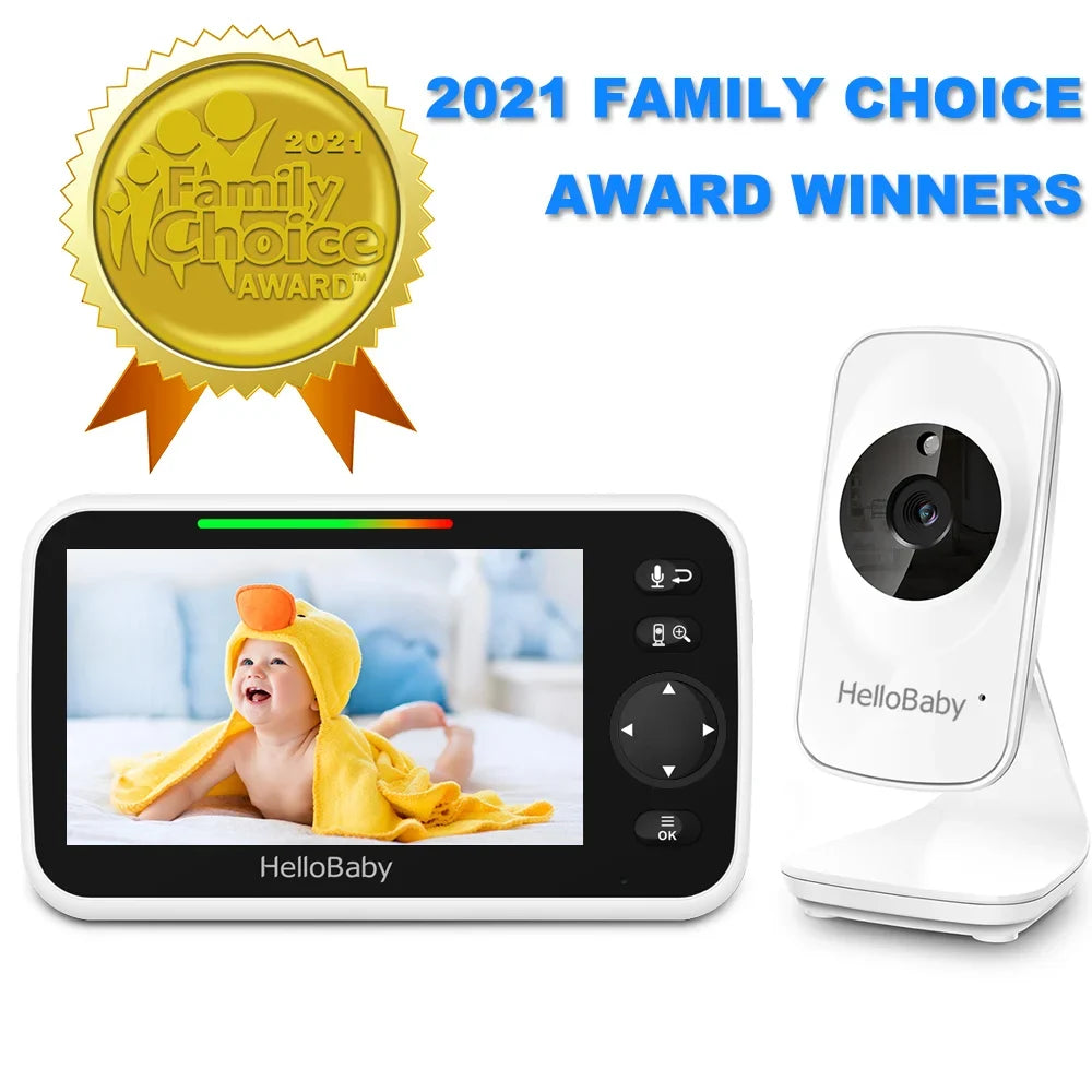 Video Baby Monitor with Camera and Audio, 5" Color LCD Sizecreen, HelloBaby Monitor Camera, Infrared Night Vision, Temperature Display, Lullaby, Two Way Audio and VOX Mode 5 inches