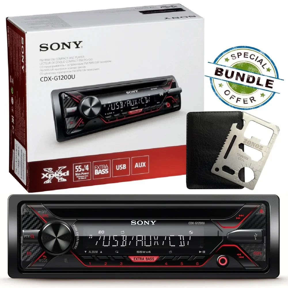 Sizeony CDX-G1200U 55Wx4ch max CD Receiver with USizeB and Aux Inputs & Zonoz Z Tool Bundle