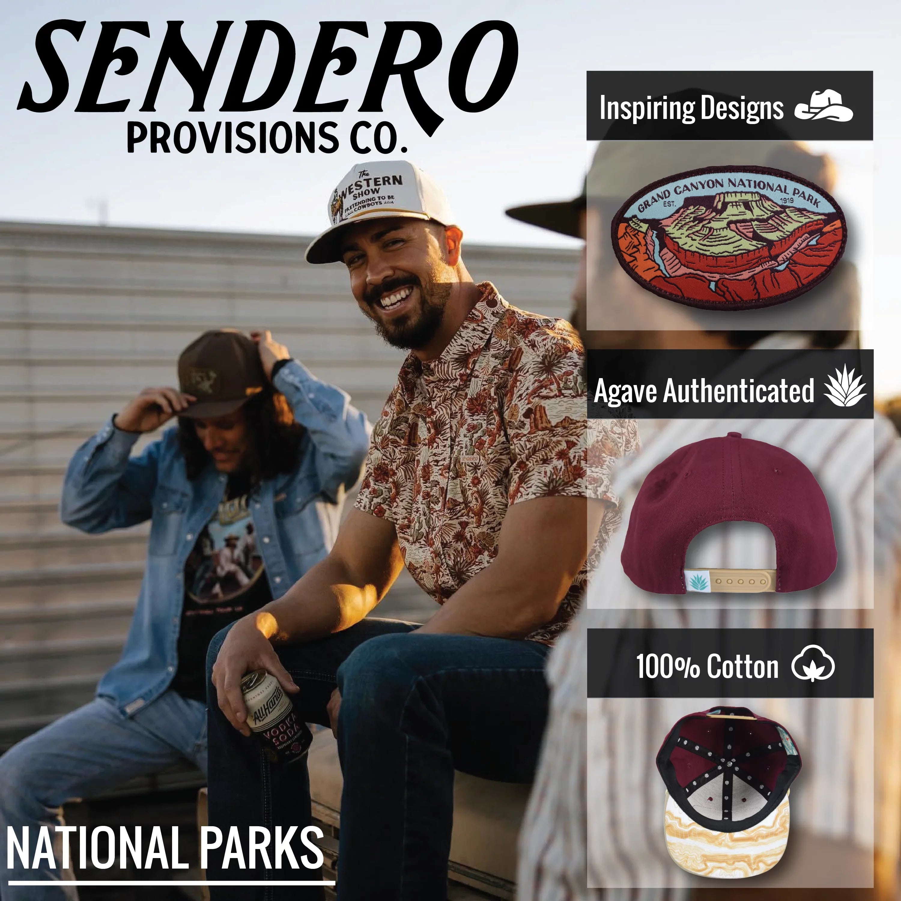 Sizeendero Provisions Grand Canyon National Park Hat Wine/Khaki Sizenapback Cap