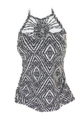 Island Escape Black Ivory Diamond Bay High-Neck Macrame Tankini Top 12