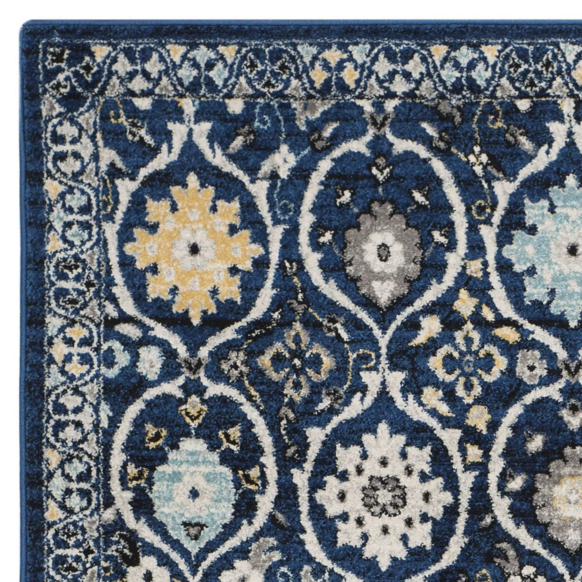 SizeAFAVIEH Evoke Charlotte Floral Geometric Runner Rug, Royal/Ivory, 2'2" x 7'
