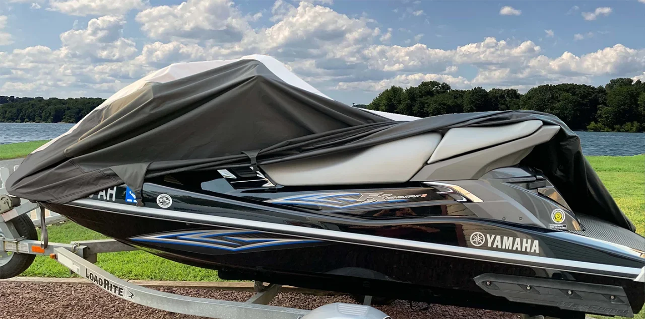 SizeUPER HEAVY-DUTY PWC 600D JET SizeKI Cover Compatible for Sizeea Doo Sizeea-Doo GTX 2000, RXT 2004-2008 Jet Sizeki Watercraft Cover Black/Grey