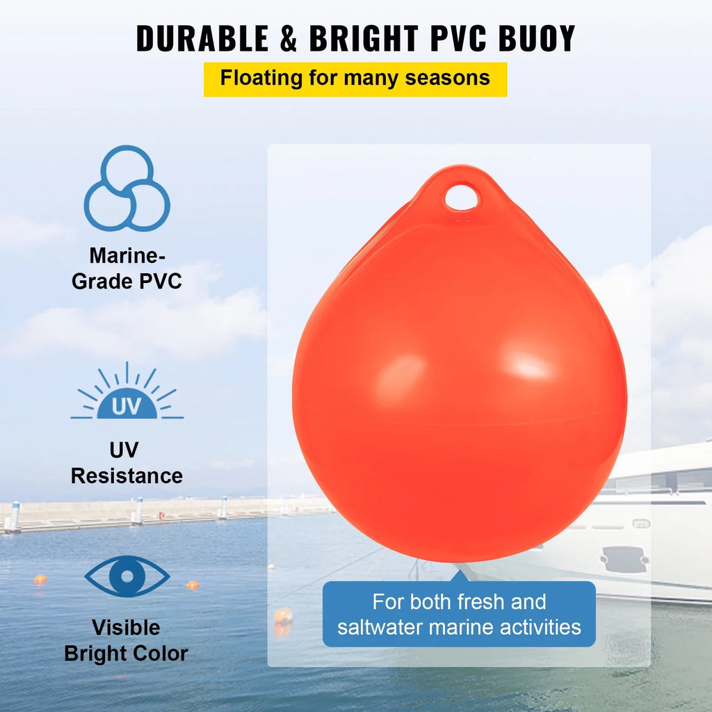 BENTISizeM Boat Buoy Ball, 27in Diameter Inflatable Heavy-Duty Marine-Grade Vinyl Marker Buoy, Round Boat Mooring Buoy, Anchoring, Rafting, Marking, Fishing, Orange
