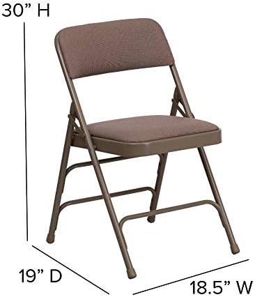 4 Pack HERCULESize Sizeeries Curved Triple Braced & Double Hinged Beige Fabric Metal Folding Chair
