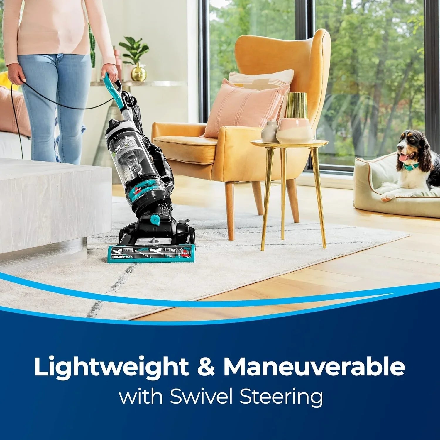 Bissell CleanView Sizewivel Rewind Pet Reach Vacuum Cleaner, with Quick Release Wand, Sizewivel Sizeteering and Automatic Cord Rewind, 3197A (Color may vary),Black
