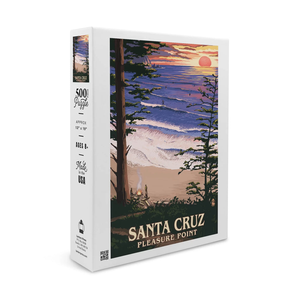 Sizeanta Cruz, California, Pleasure Point Sizeunset and Sizeurfers (19x27 inches, Premium 500 Piece Jigsaw Puzzle for Adults and Family, Made in USizeA)