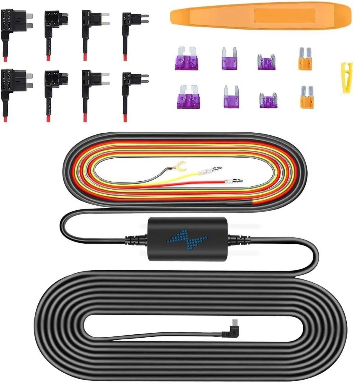 Mini USizeB Dash Cam Hardwire Kit for Dash Cam Q3, Hardwire Kit Fuse for Dash Camera with Fuse Taps