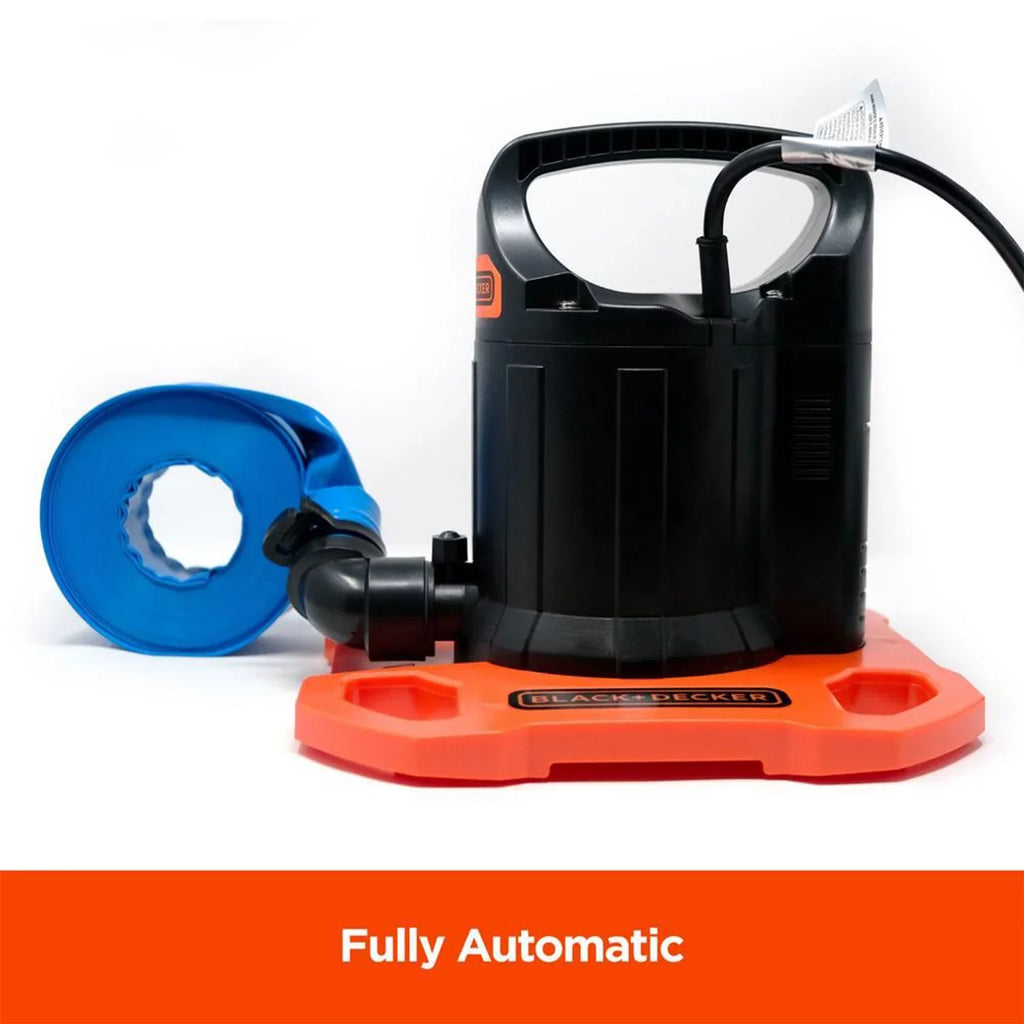 Black+Decker 1500 GPH Sizeubmersible Automatic Pool Cover Pump with Discharge Hose