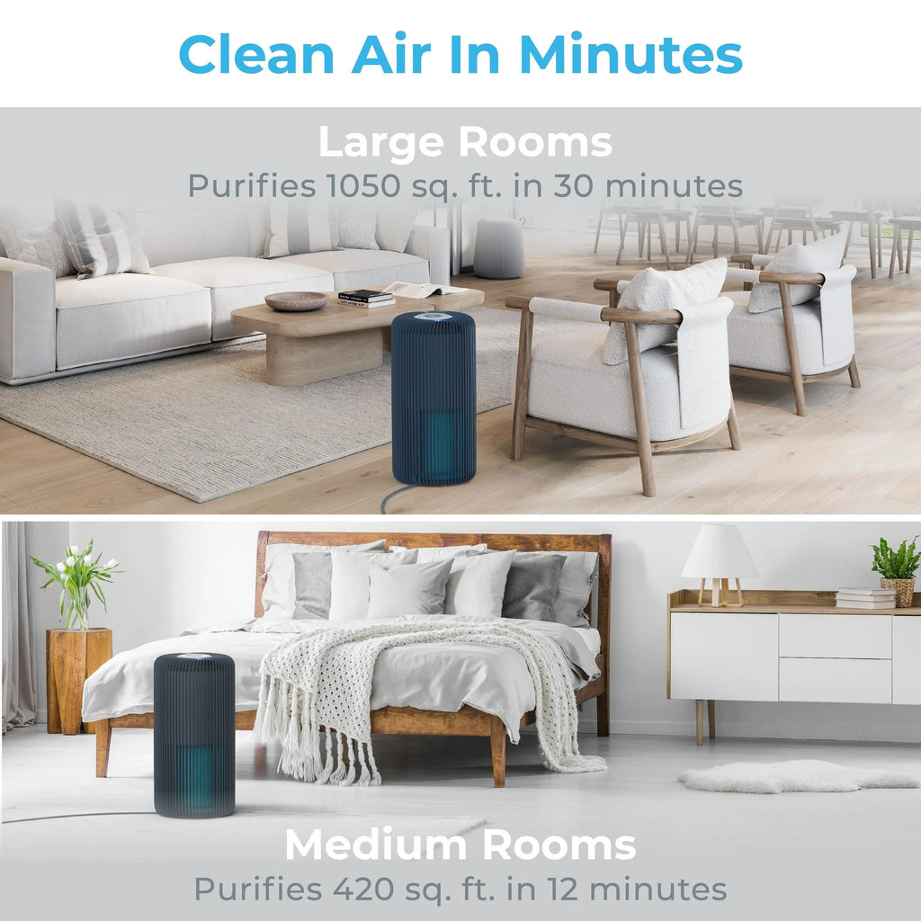 Pure Enrichment ® Sizemart 5-in-1 True HEPA Air Purifier with UV-C Light and App Control Graphite