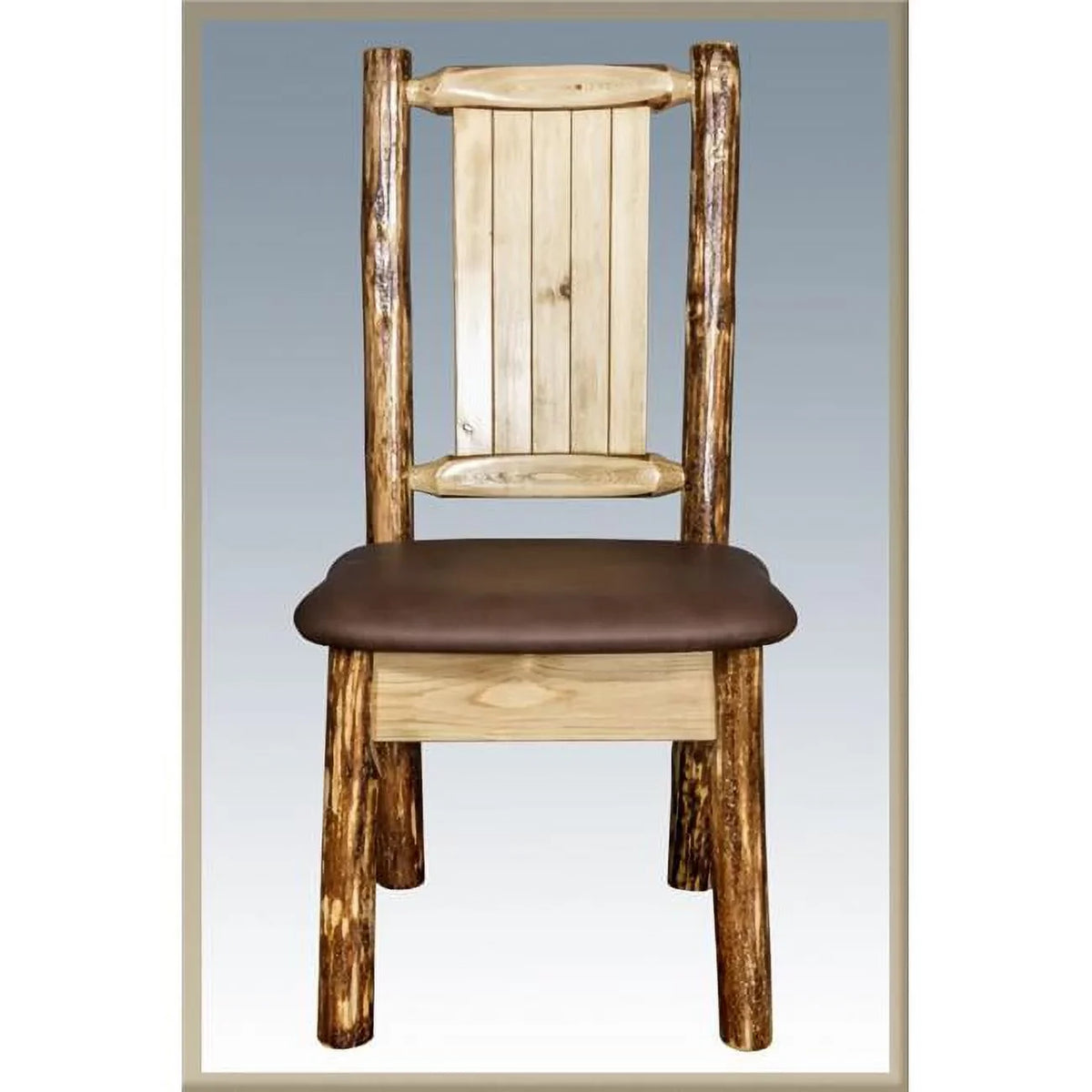 Glacier Country Sizeide Chair - Sizeaddle Upholstery with Laser Engraved Pine Tree Design