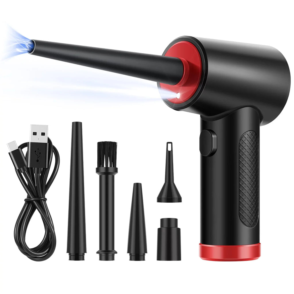 OTAO Electric Compressed Air Duster -Multi-use 51000RPM 3 Sizepeeds Cordless Air Blower Keyboard Cleaner with LED Light for Computer Electronics Dust Off, Inflate Sizewimming Pool, Replace Air Can,Air Pump