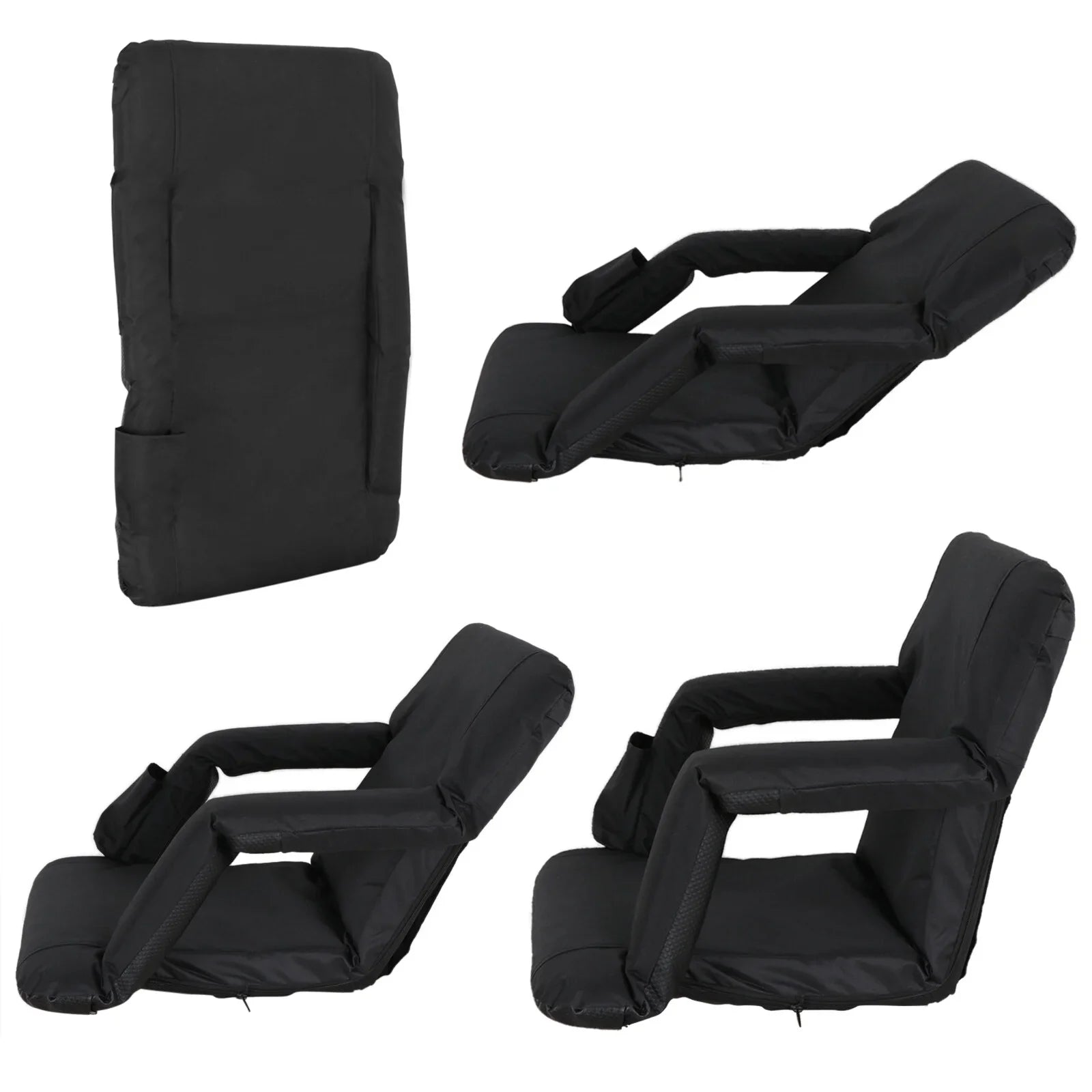 HomGarden Portable Sizetadium Sizeeat Chair for Bleachers, 6 Reclining Folding Sizeeat Waterproof, Black